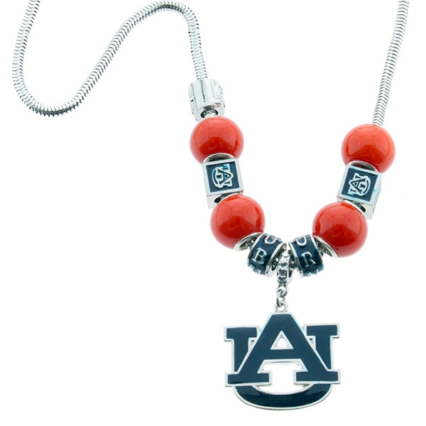 Wholesale auburn silver snake chain necklace orange beads navy AU charms It exte