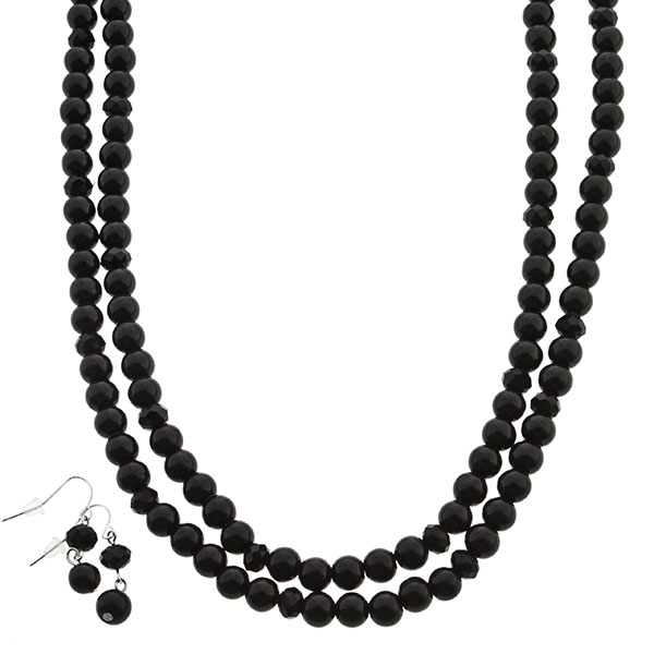 Wholesale necklace set double strand black pearl beads approx inches