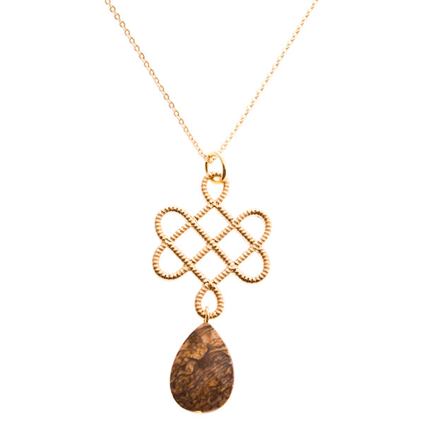 Wholesale picture jasper stone loveknot necklace