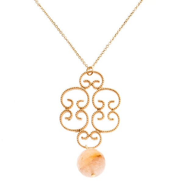 Wholesale filigree necklace honey jade stone approx