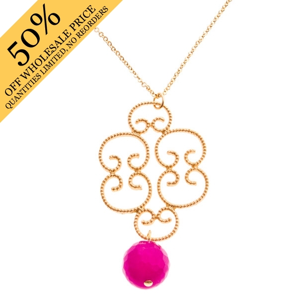 Wholesale filigree necklace magenta stone approx