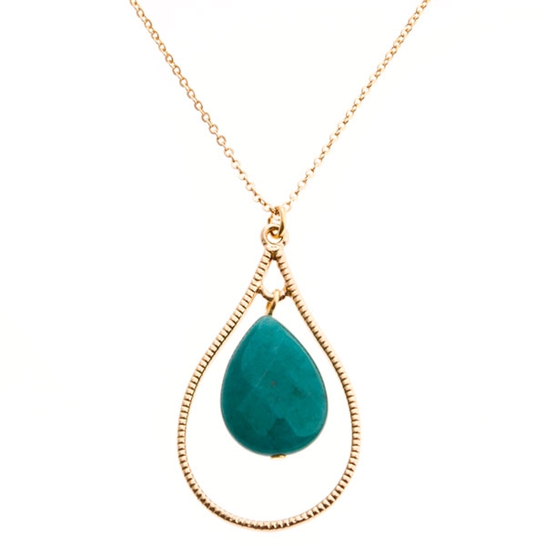 Wholesale pear necklace teal stone