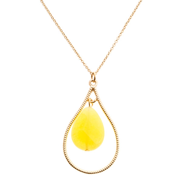 Wholesale pear necklace lime green stone