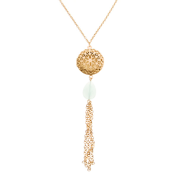 Wholesale chalcedony stone locket necklace
