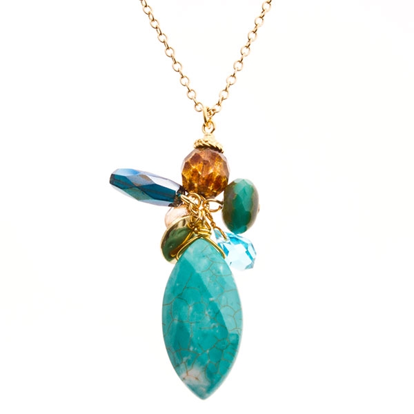 Wholesale turquoise stone necklace crystals