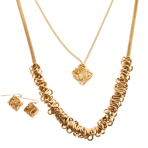 Wholesale necklace set gold chains clusters gold rings at