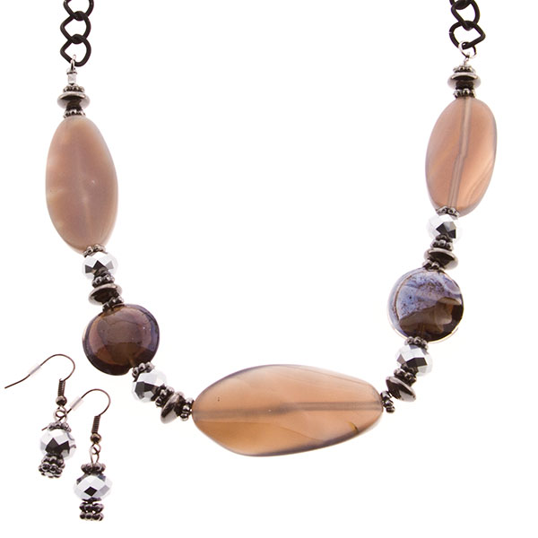 Wholesale necklace set assorted amber stones silver accents