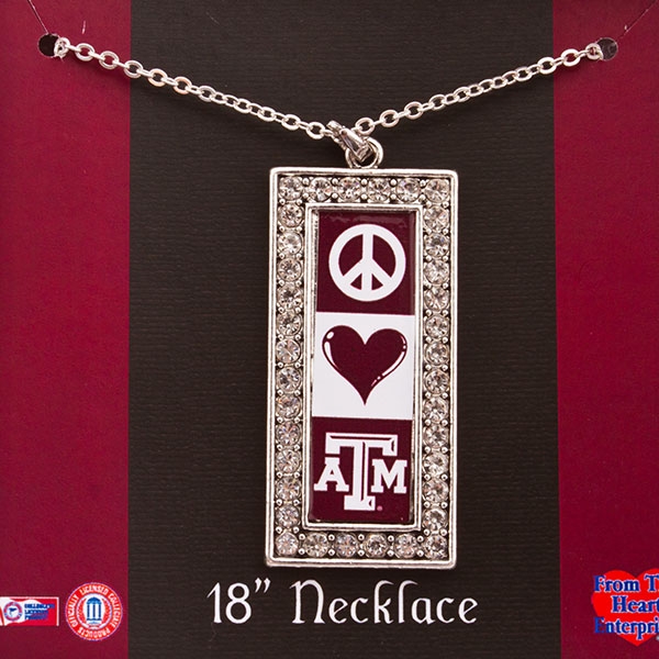 Wholesale express spirit stylish necklace Peace Love Aggies Texas M pendant inch