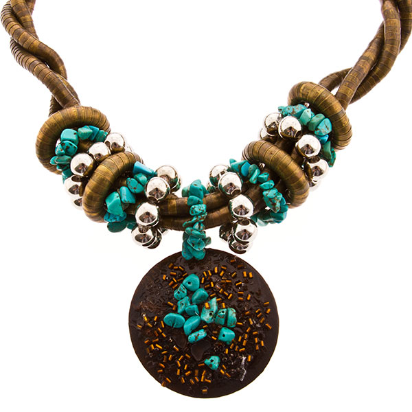 Wholesale inch think antique gold twisted snake necklace adorned turquoise silv