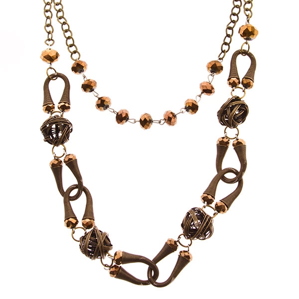 Wholesale inch antique gold multi layered chain necklace smoky quartz beads mix