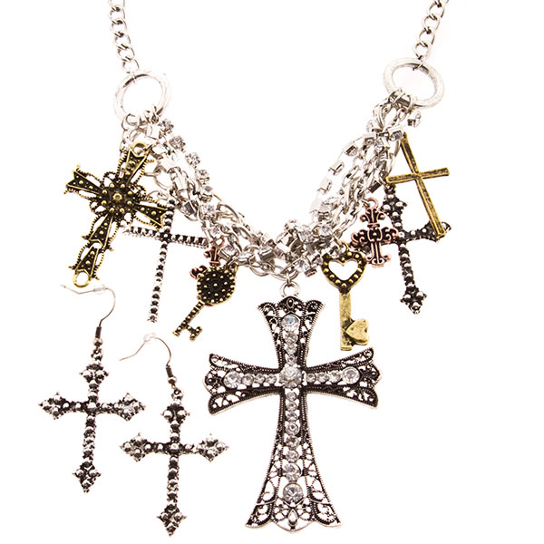 Wholesale necklace set tangled assorted crosses