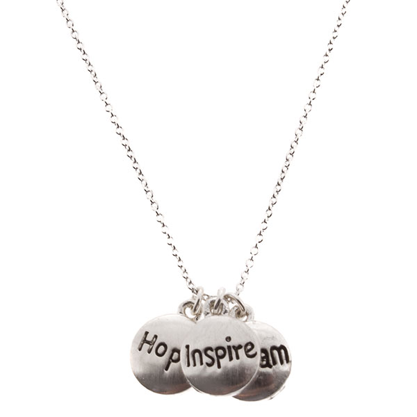 Wholesale inch necklace silver medallions inspirational message