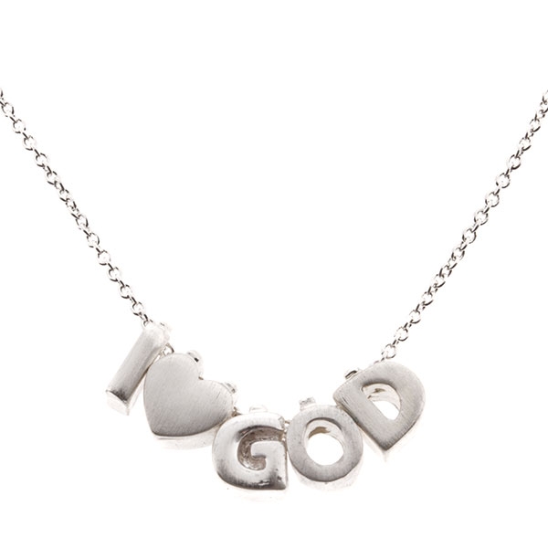 Wholesale inch necklace silver finish inspirational message I Love God