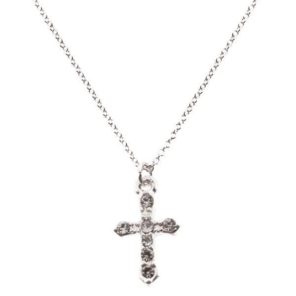 Wholesale inch necklace silver finish cross