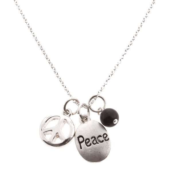 Wholesale inch necklace silver medallion peace message