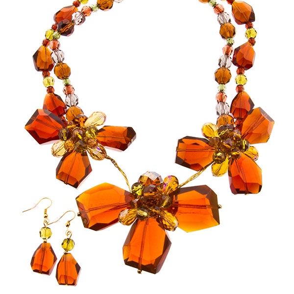 Wholesale necklace set deep orange natural stones