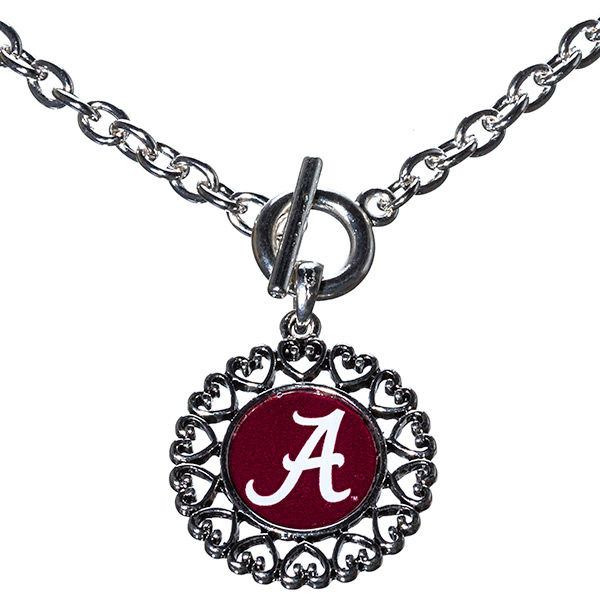 Wholesale university Alabama silver inch chain necklace logo center circle frame