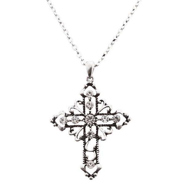 Wholesale necklace silver chain cross crystal rhinestones