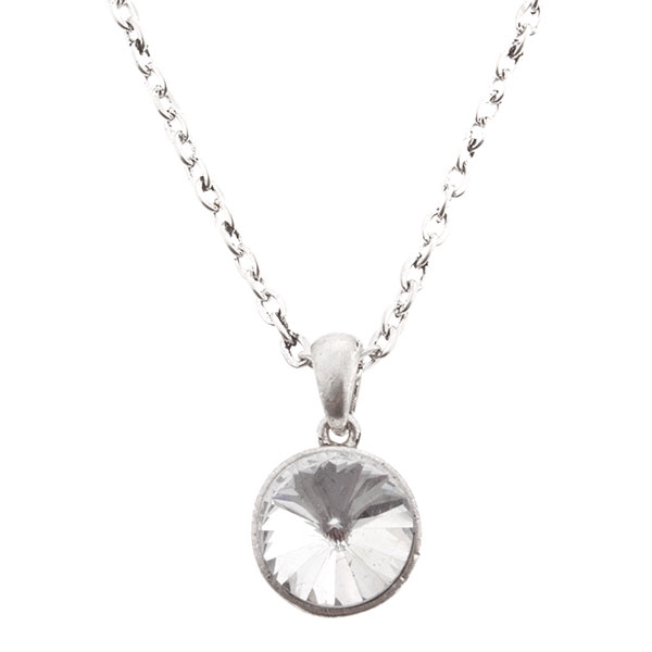 Wholesale necklace silver chain inset faceted crystal