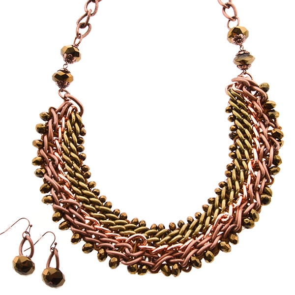 Wholesale necklace set chocolate gold gold finish