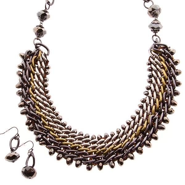 Wholesale necklace set silver finish