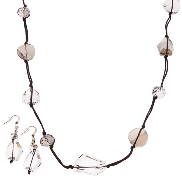 Wholesale necklace set smokey crystal beads