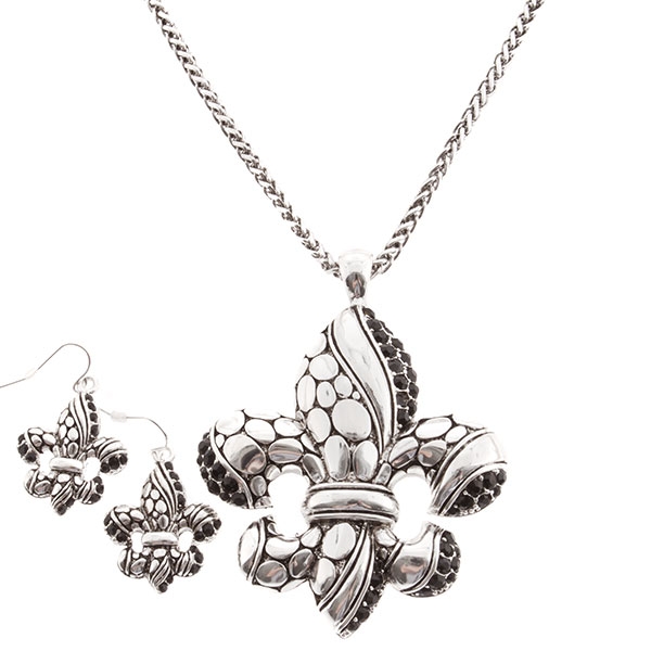 Wholesale necklace set silver chain fleur de lis