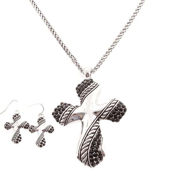 Wholesale necklace set silver chain cross