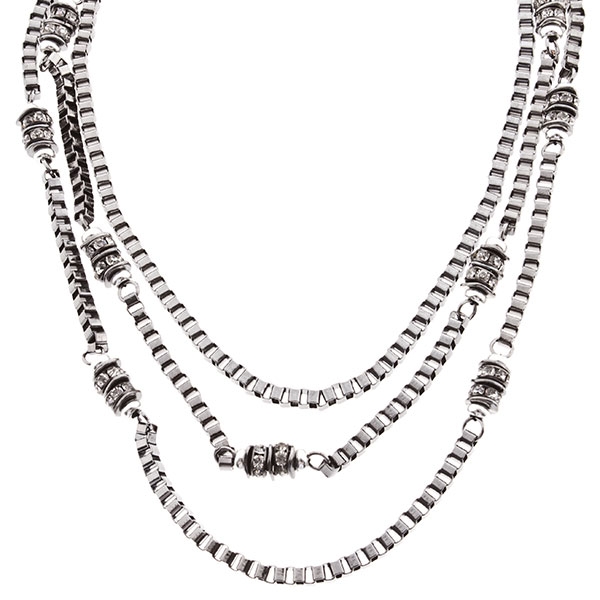 Wholesale silver chain necklace rhinestone elements