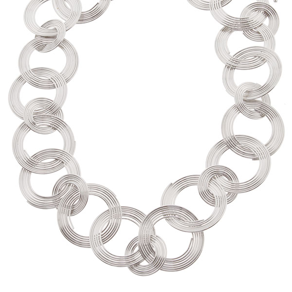 Wholesale silver necklace bold deco inspired interconnected rings