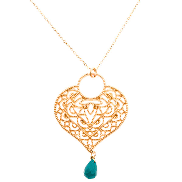 Wholesale necklace gold chain drop turquoise natural stone