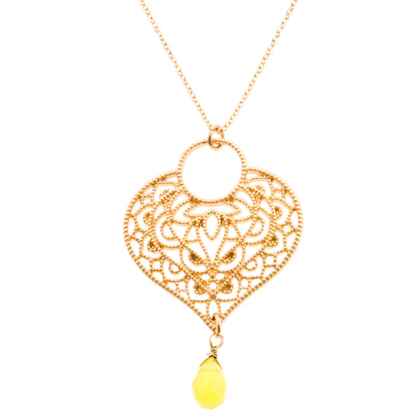 Wholesale necklace gold chain drop lemon natural stone