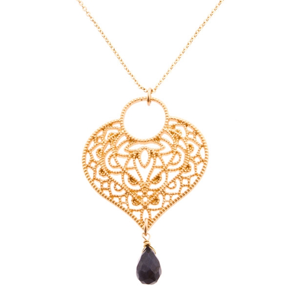 Wholesale necklace gold chain drop black natural stone