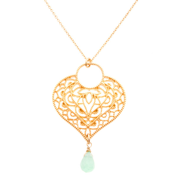 Wholesale necklace gold chain drop mint green natural stone