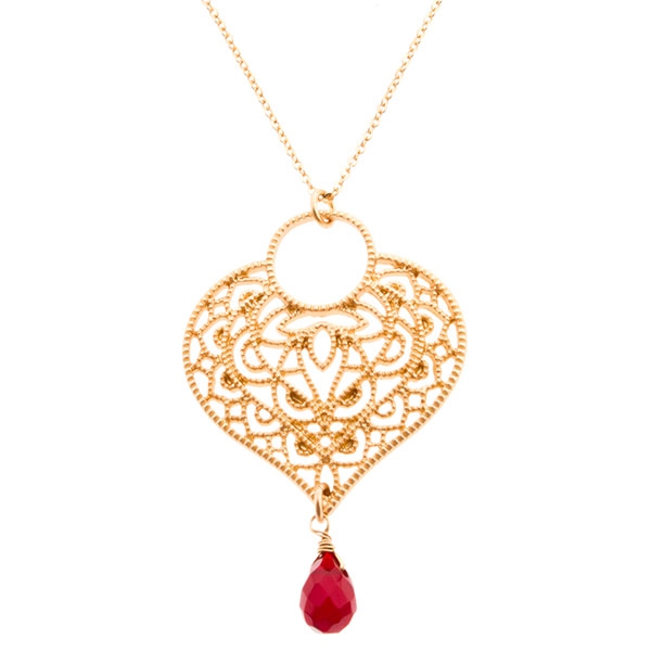 Wholesale necklace gold chain drop ruby red natural stone