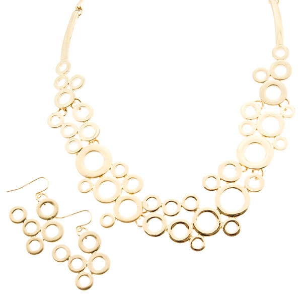 Wholesale necklace set gold finish interconnected rings
