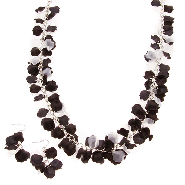 Wholesale necklace set black white stones