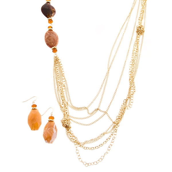 Wholesale necklace set gold chains assorted natural stones