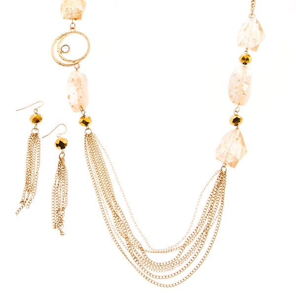 Wholesale necklace set layered gold chains crystal stones