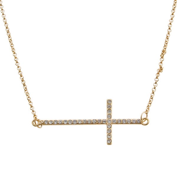 Wholesale inch gold chain necklace cross crystal rhinestones