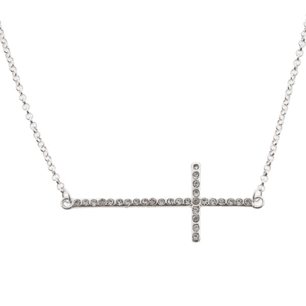 Wholesale inch silver chain necklace cross crystal rhinestones
