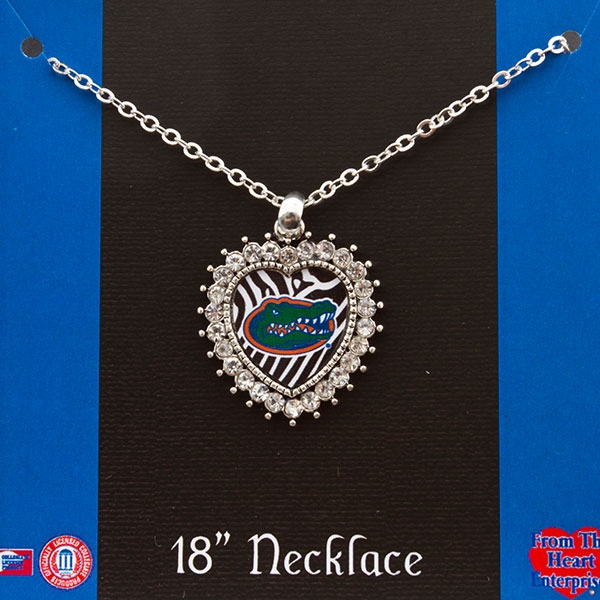 Wholesale inch Silver toned chain necklace inch heart Florida charm rhinestones