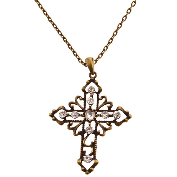 Wholesale gold chain necklace cross crystal rhinestones