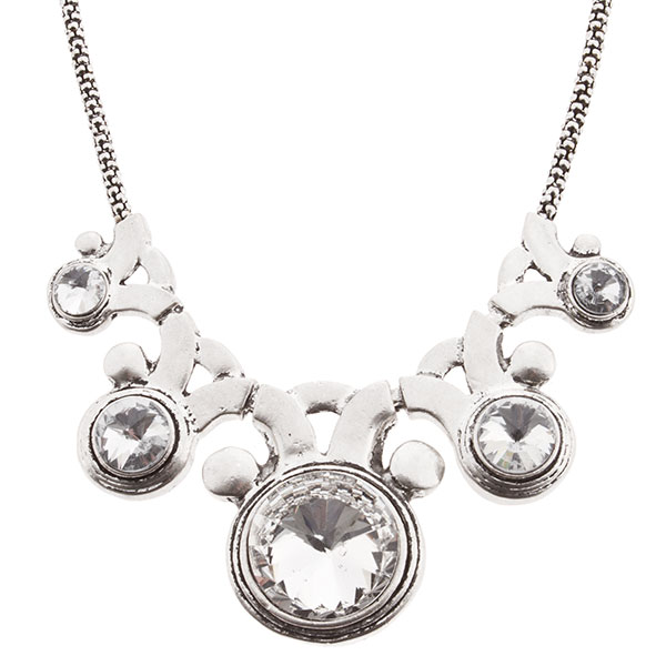 Wholesale silver necklace inset crystals