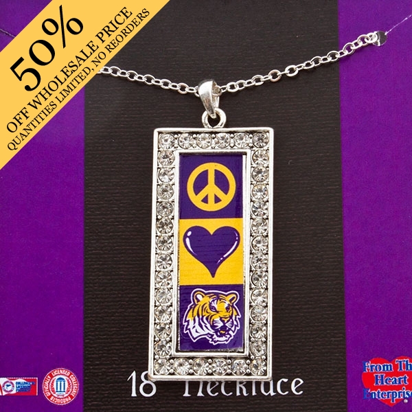 Wholesale express spirit stylish necklace Peace Love Tigers LSU pendant inch inc