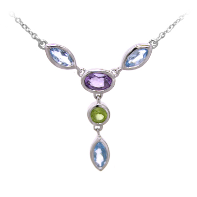 Wholesale blue Purple Green CZ Necklace
