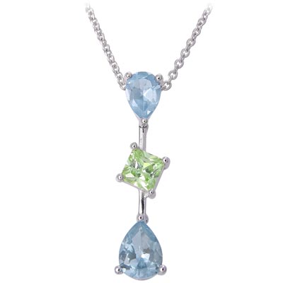 Wholesale genuine Blue Topaz Peridot Sterling Silver Necklace br Pendant approx