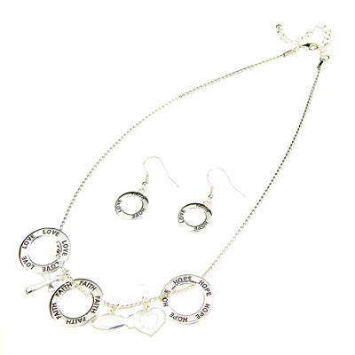 Wholesale faith Hope Love Inscriptions Polished Silver Circular Designs Cross Si