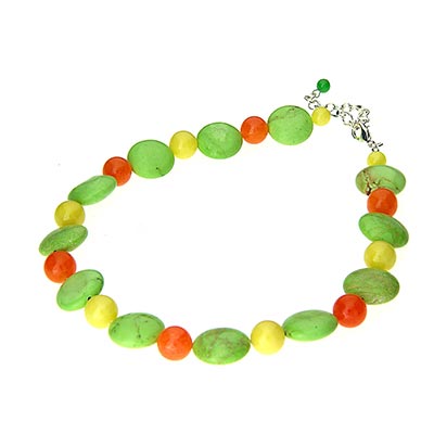 Wholesale light Green Amber Yellow Glass Quartz Beads Polished Silver Necklace L