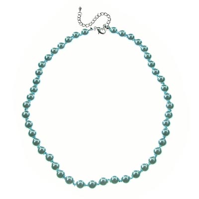 Wholesale bluish Silver Glass Pearl Necklace Lobster Clasp Nickel Lead Free Matc